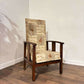 Vintage Beech Reclining Armchair – Upholstered with & plain Armsx