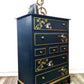 Nay and gold stag minstrel tall boy chest of drawers