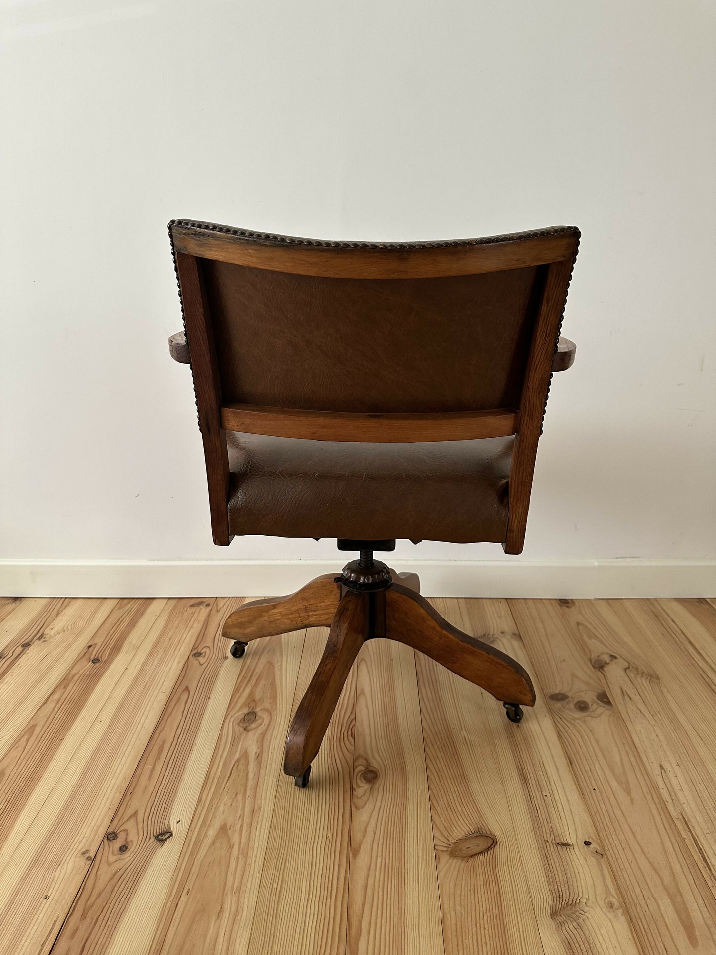 Antique Oak Captain's Swivel Chair, Edwardian Vintage Office Desk Chair, Period Revolving Chair, Victorian Study Seat, Home Office Furniture
