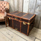 Vintage storage trunk chestnut brown leather