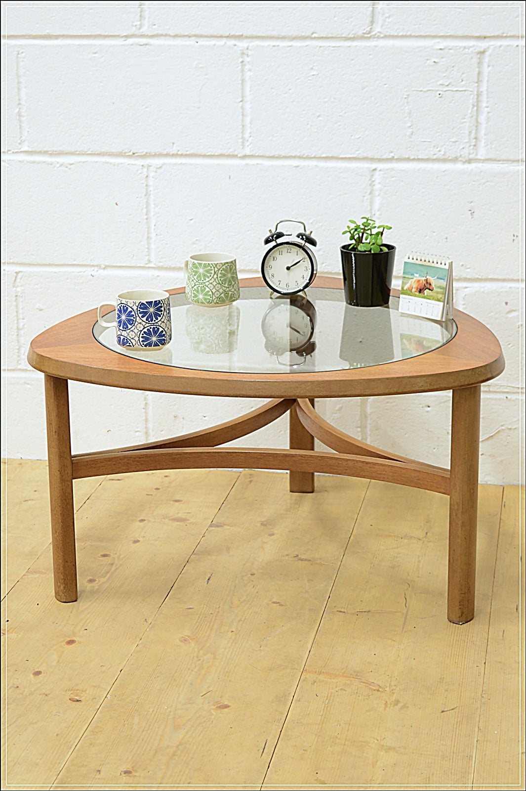 Vintage coffee table teak Nathan glass top mid century danish design