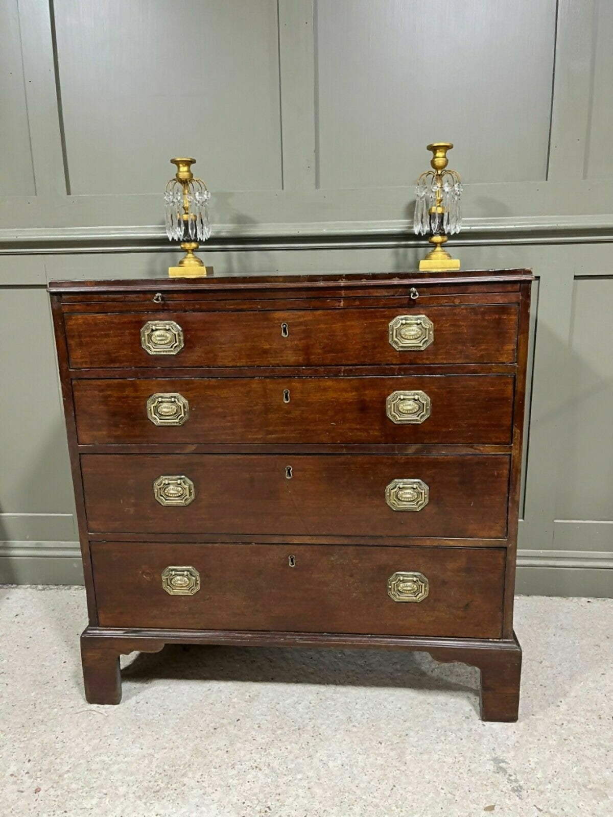 Vintage Georgian Chest Of Drawers Small Chest In Cuban Mahogany W Writing Slide