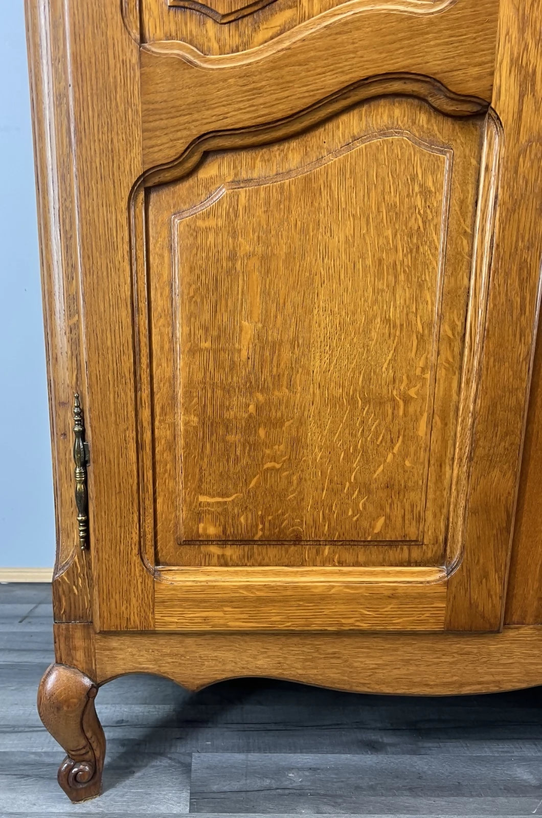 Wardrobe Vintage French Louis XVI Style Oak Four Door Armoire LOT 4814