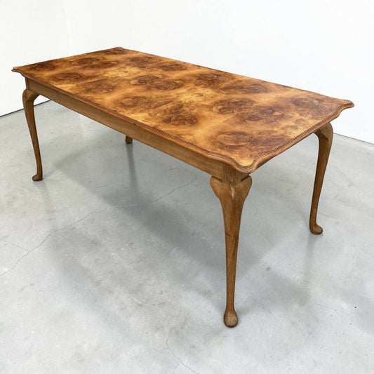 Burr Walnut Queen Anne style dining table
