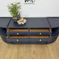 Mid Century Nathan teak modular sideboard set in navy blue, tv stand, media unit, retro corner cupboard, console, cocktail cabinet drinks