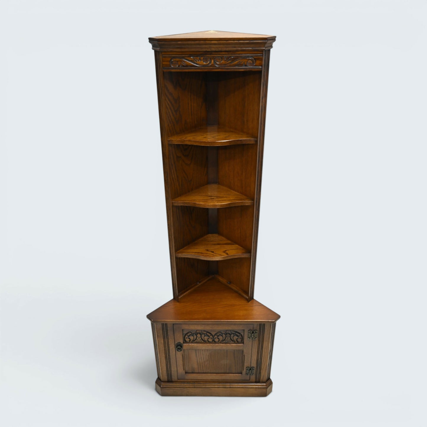 Old Charm Corner End Unit with Cupboard and Shelves Carvings FREE UK Delivery