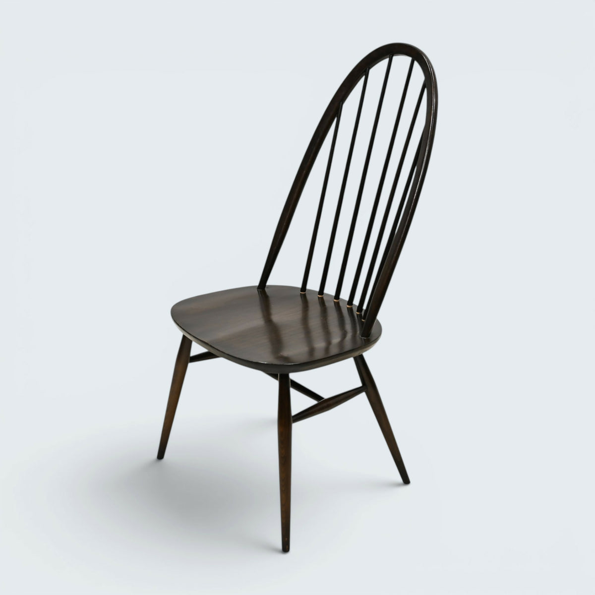 4 Ercol Dining Chairs Quaker Bow Back Retro Vintage Dark Finish FREE UK Delivery