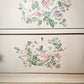 Large Upcycled wooden Chest of Drawers, with floral transfers and glass top