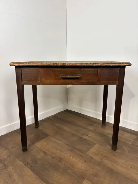 Vintage Oak Rustic Table With Drawer