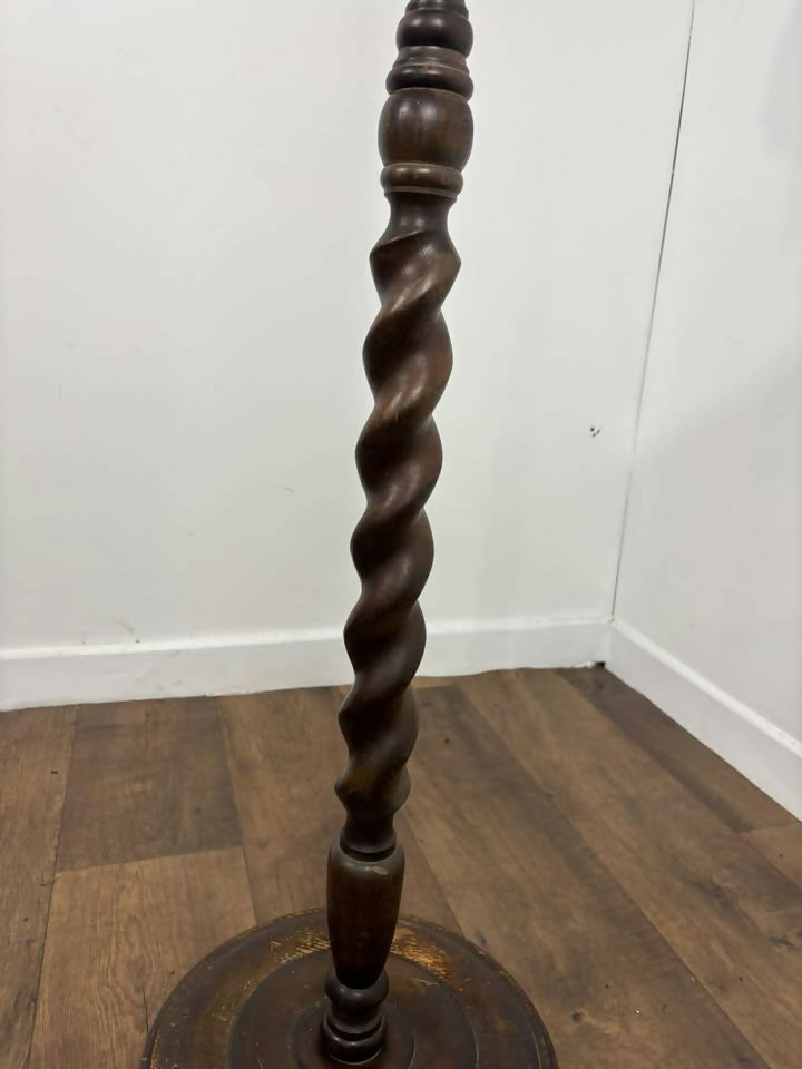 Vintage Barley Twist Standard Lamp with Handmade Feather Shade