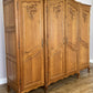 Wardrobe Vintage French Louis XVI Style Oak Four Door Carved Armoire LOT 6386
