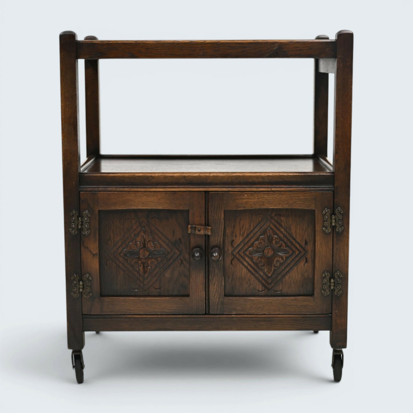 Jaycee Tea Trolley on Casters with Carved Cupboard Doors FREE UK Delivery*