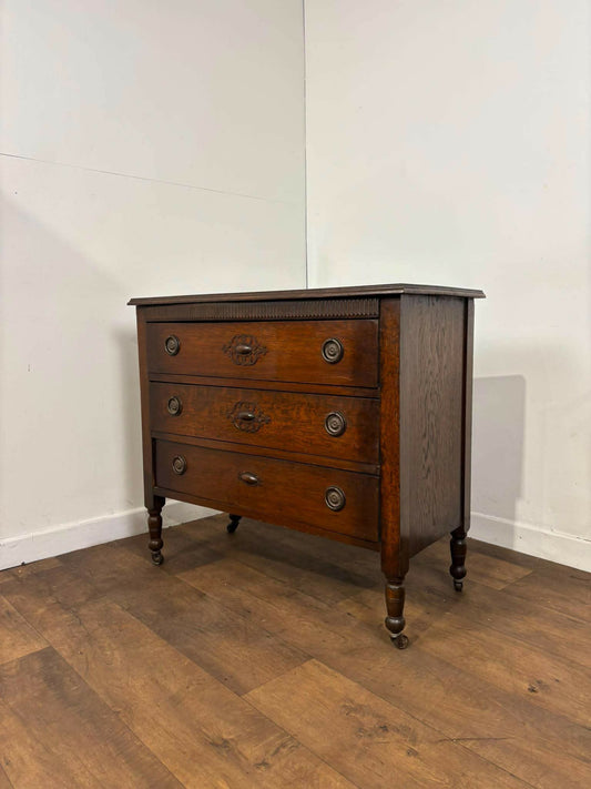Vintage Oak Bedroom Chest of Three Drawers