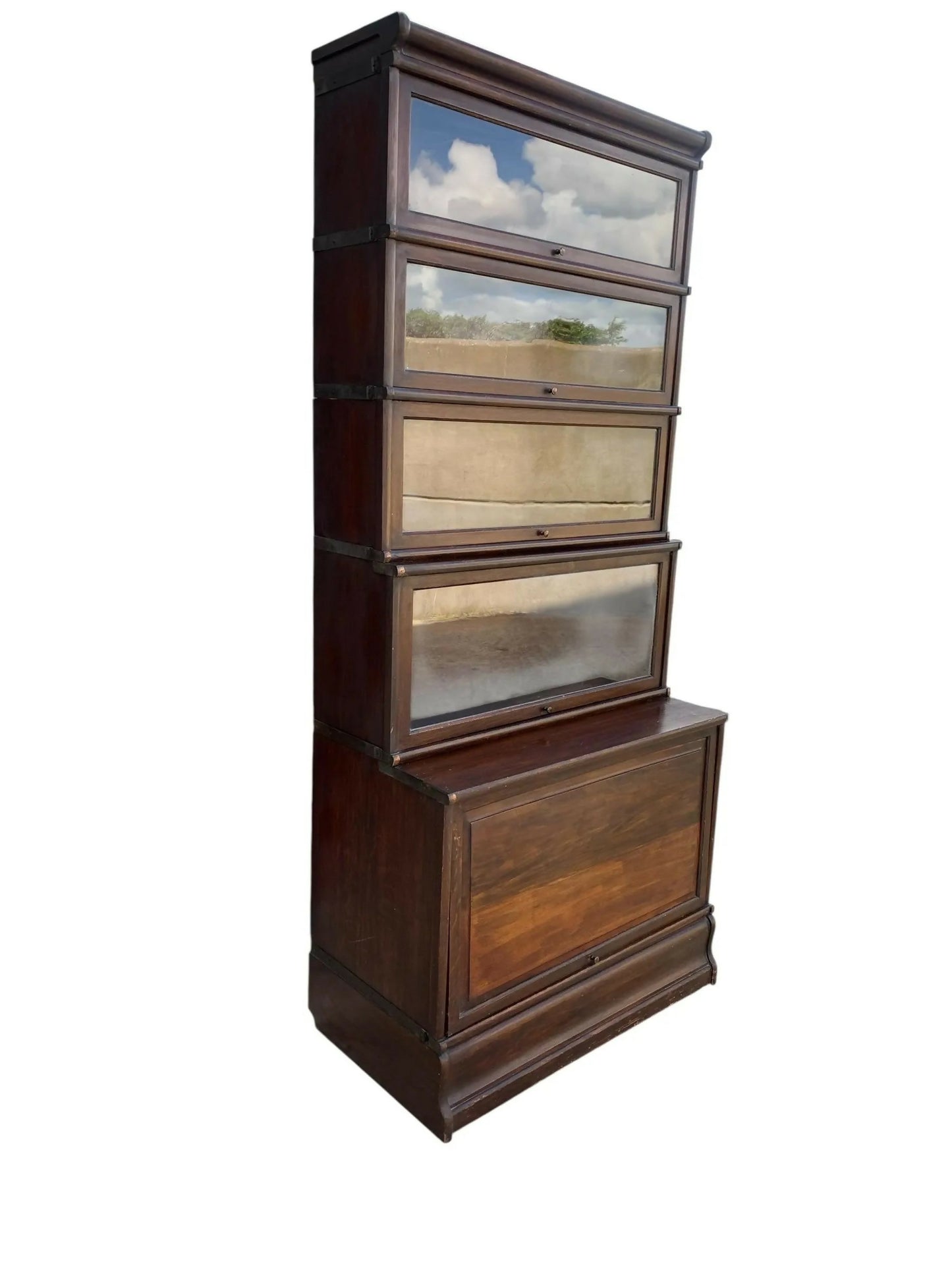 Antique Globe-Wernicke Oak barrister bookcase tall vintage display cabinet