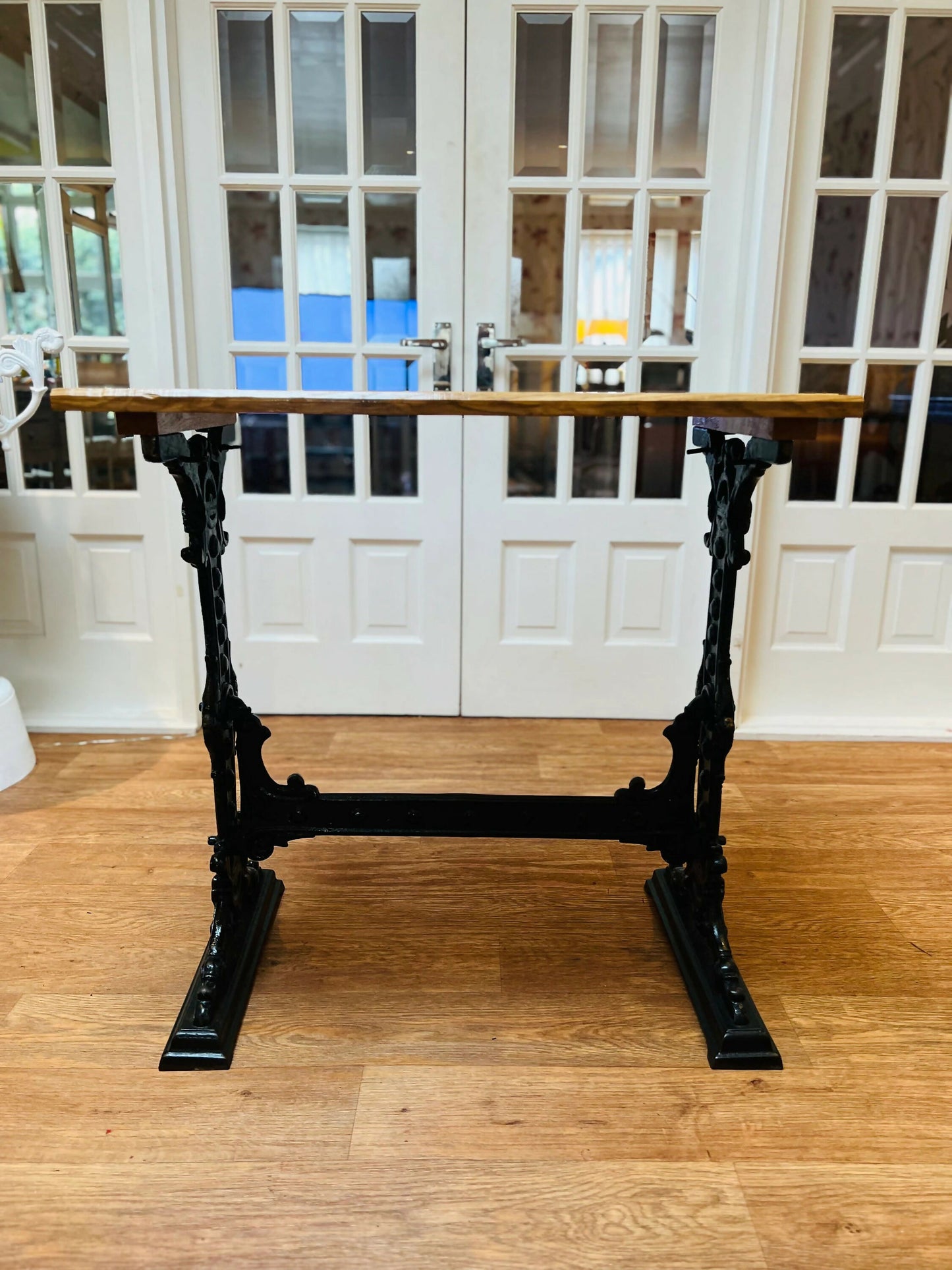 Cast Iron and Oak Hall Occasional Table