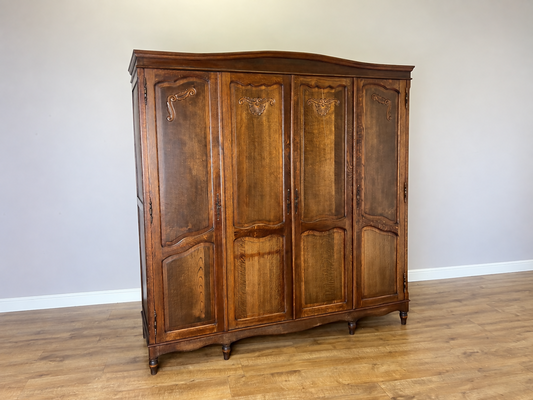 Wardrobe Vintage French Louis XVI Style Oak Four Door Carved Armoire LOT 6505