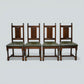 6 Oak Dining Chairs Old Charm Green Leather Seats Tudor Brown FREE UK Delivery