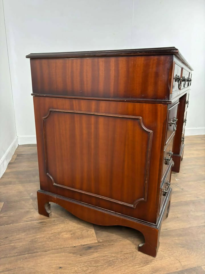 Reproduction Mahogany Twin Pedestal Knee Hole Desk