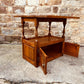 Rustic Solid Oak Side Table with Storage Cupboard