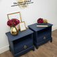 Stag cubby bedside cabinets in navy blue