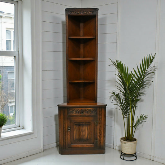 Old Charm Tall Corner Unit with Cupboard and Shelves Carvings FREE UK* Delivery. SBR10977/2509E