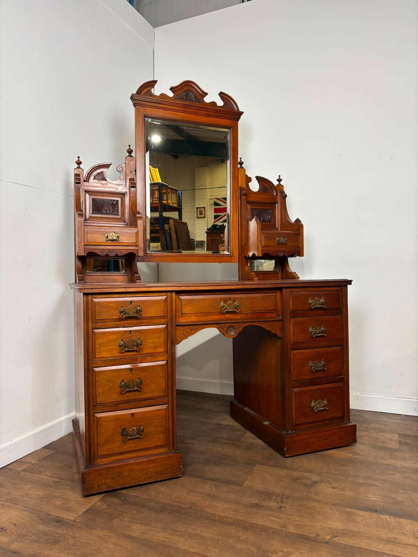 Edwardian Mahogany Twin Pedestal Dressing Table