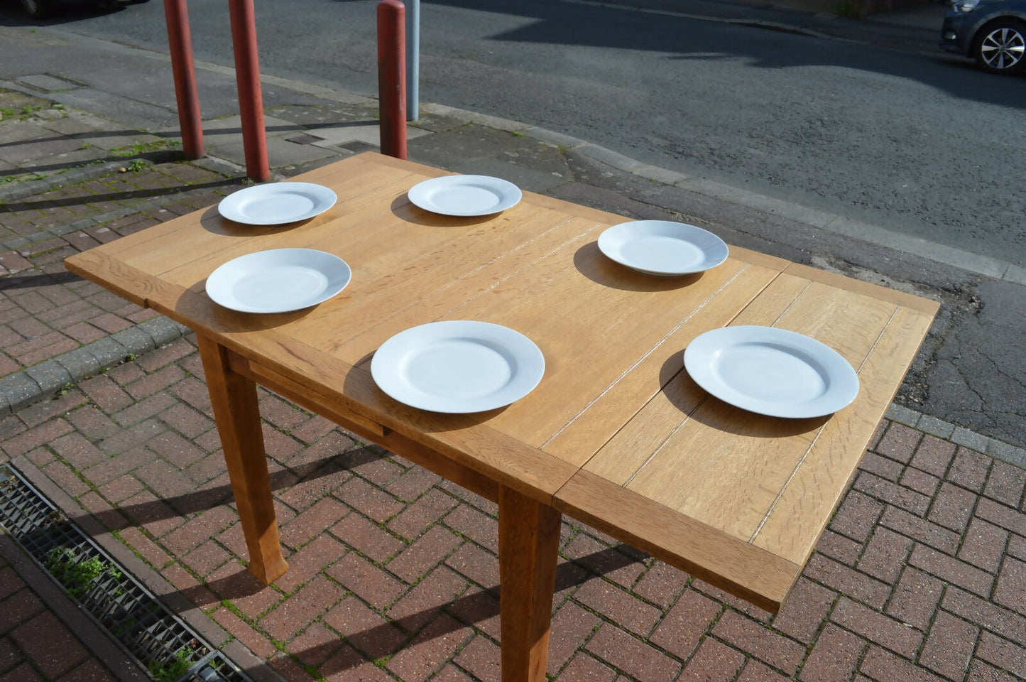Solid Oak Extendable Dining Table Vintage