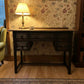 Vintage 1930s Solid Wood Desk 5 Drawer Console Table Carved Front 109cm
