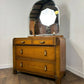 Art Deco Style Vintage Oak Dressing Table with Mirror