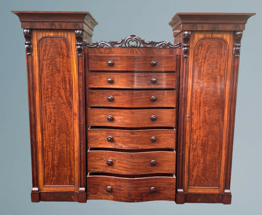 A Good Large Figured Mahogany Compactum Wardrobe