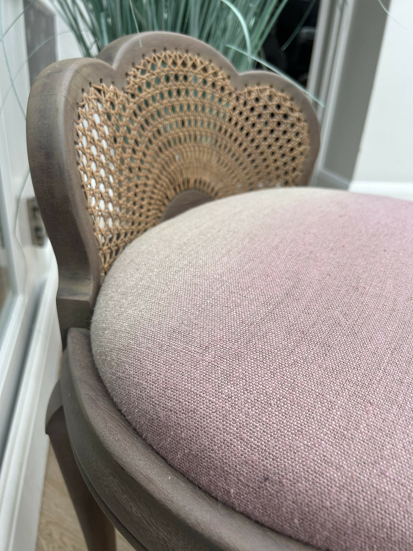 Vintage Cocktail/ Dresser Chair Upholstered Pink Ombre Linen
