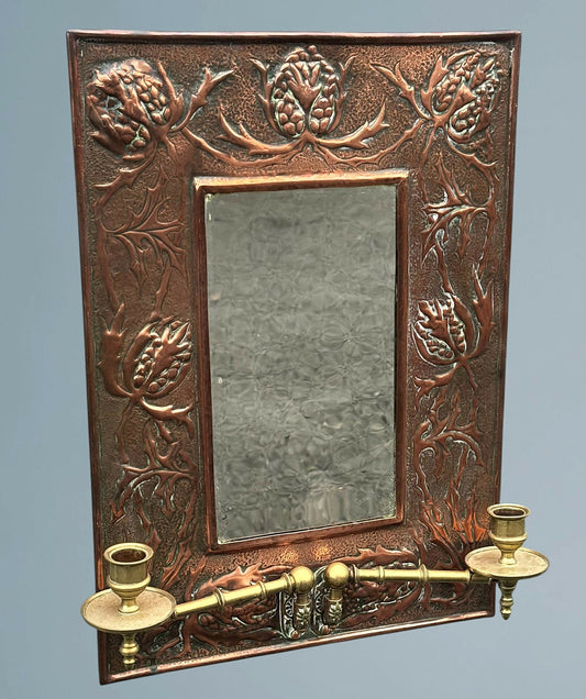 Art Nouveau Copper and Brass Mirror
