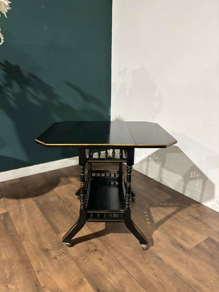 Edwardian Ebony Drop Leaf Side Tablevvg