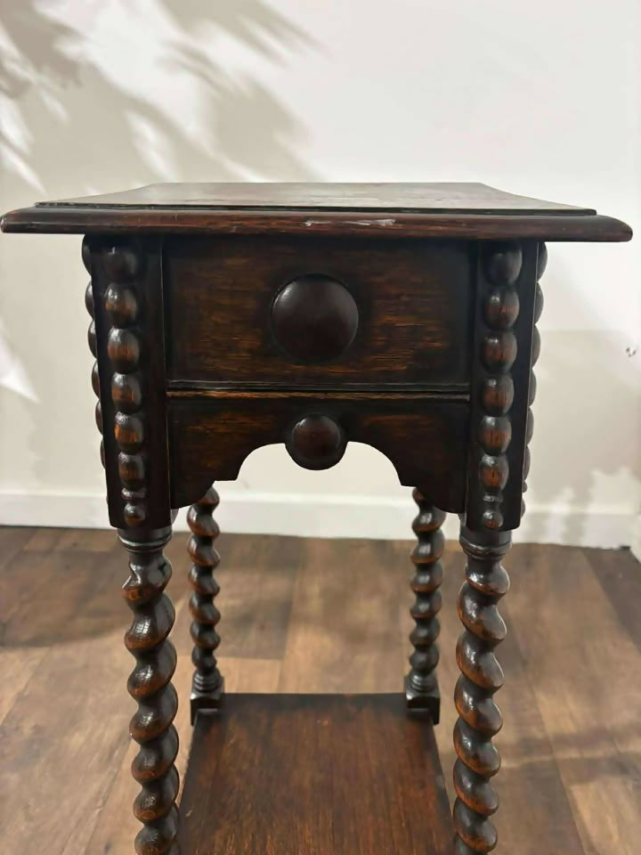 Vintage Oak Barley Twist Plant Stand