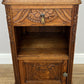 Pair of Bedside Tables Antique French Oak Carved Marble Top Cabinets LOT 6603