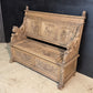 French Carved Oak Tavern Scene Bench