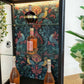 Upcycled Vintage Drinks Cabinet | Painted Dark Navy Tropical Decoupage Glazed Home Bar | Cocktail Cabinet