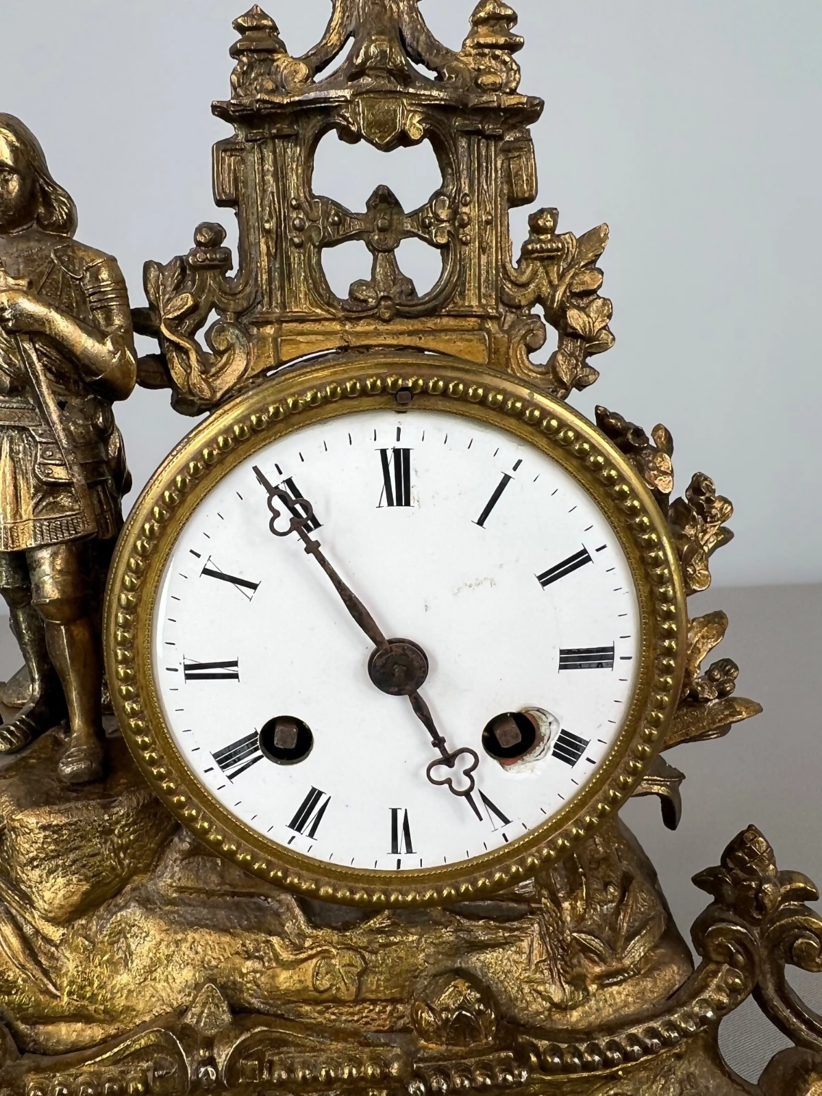 Mantel Clock Antique French Japy Frères Gilt Bronze Figure Clock LOT 3602