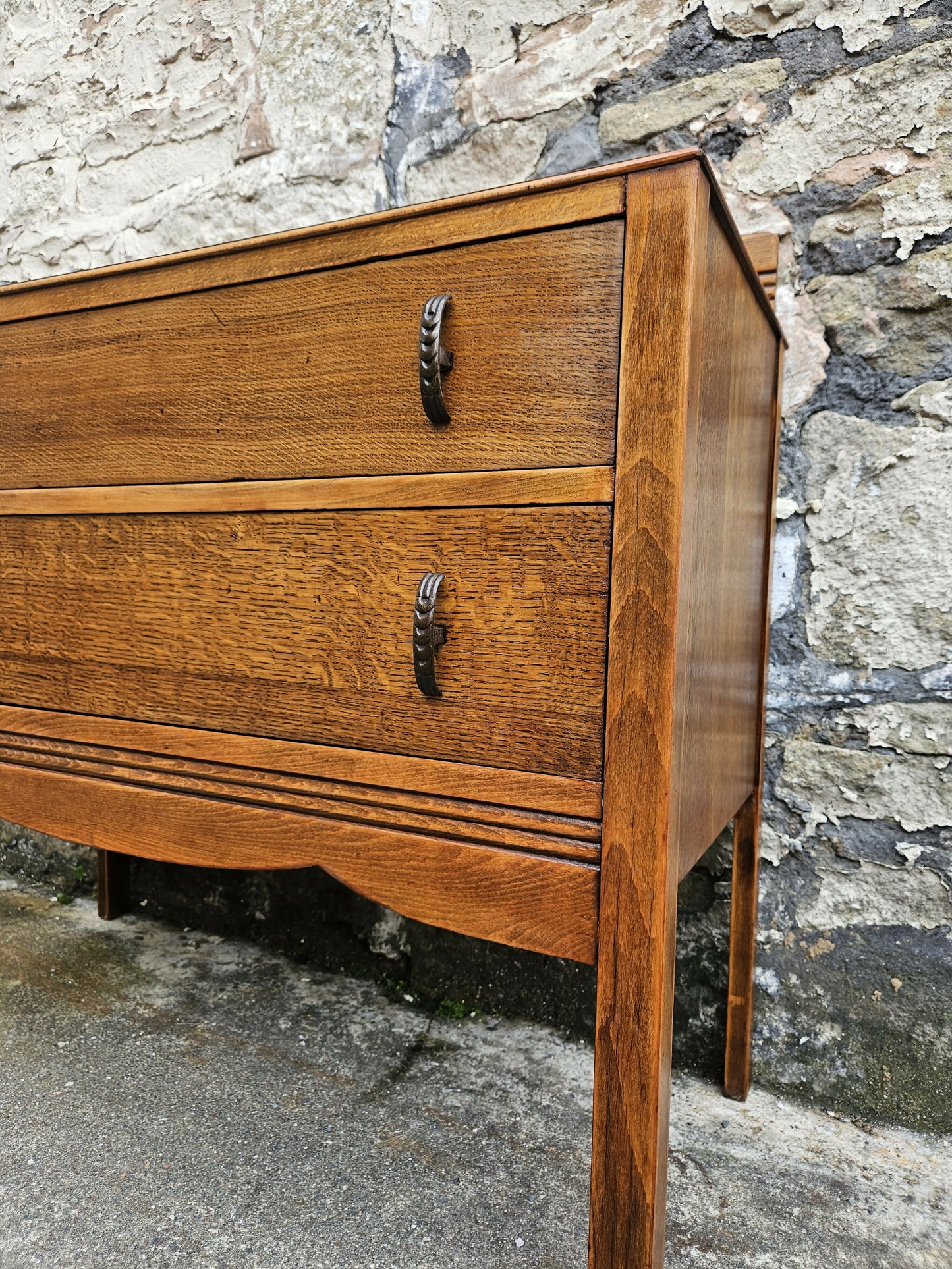Vintage Chest Of Drawers Oak Two Drawer Cabinet