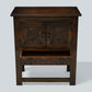Vintage Oak Pedestal Cupboard Carved Narrow Drawer Double Doors FREE UK Delivery