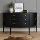 Bow Fronted Black & Gold Mahogany Sideboard