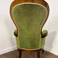 Reproduction Mahogany Green Velvet Upholstered Armchair – Furnishings Italia
