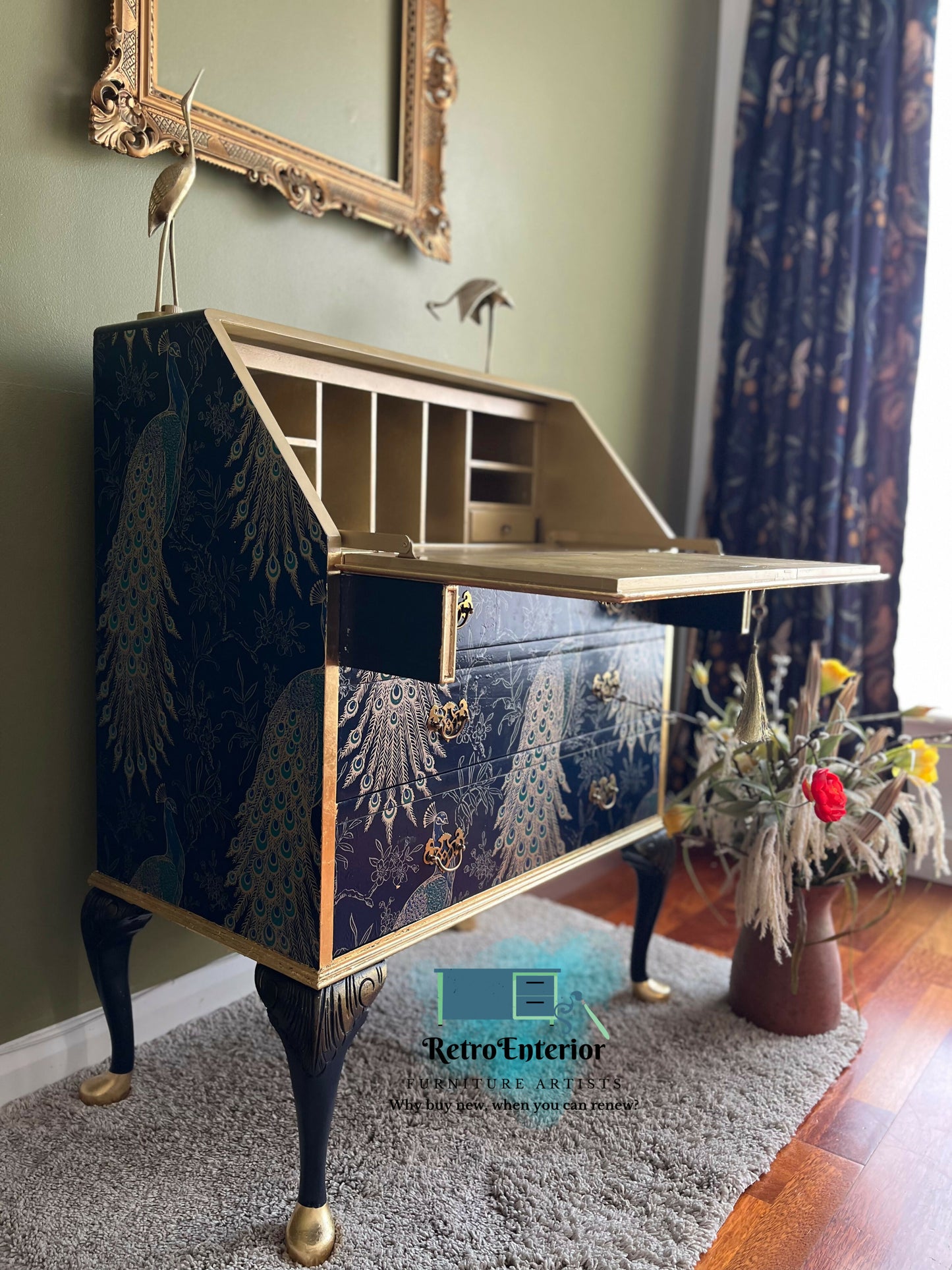 Peacock Blue and gold bureau - on order