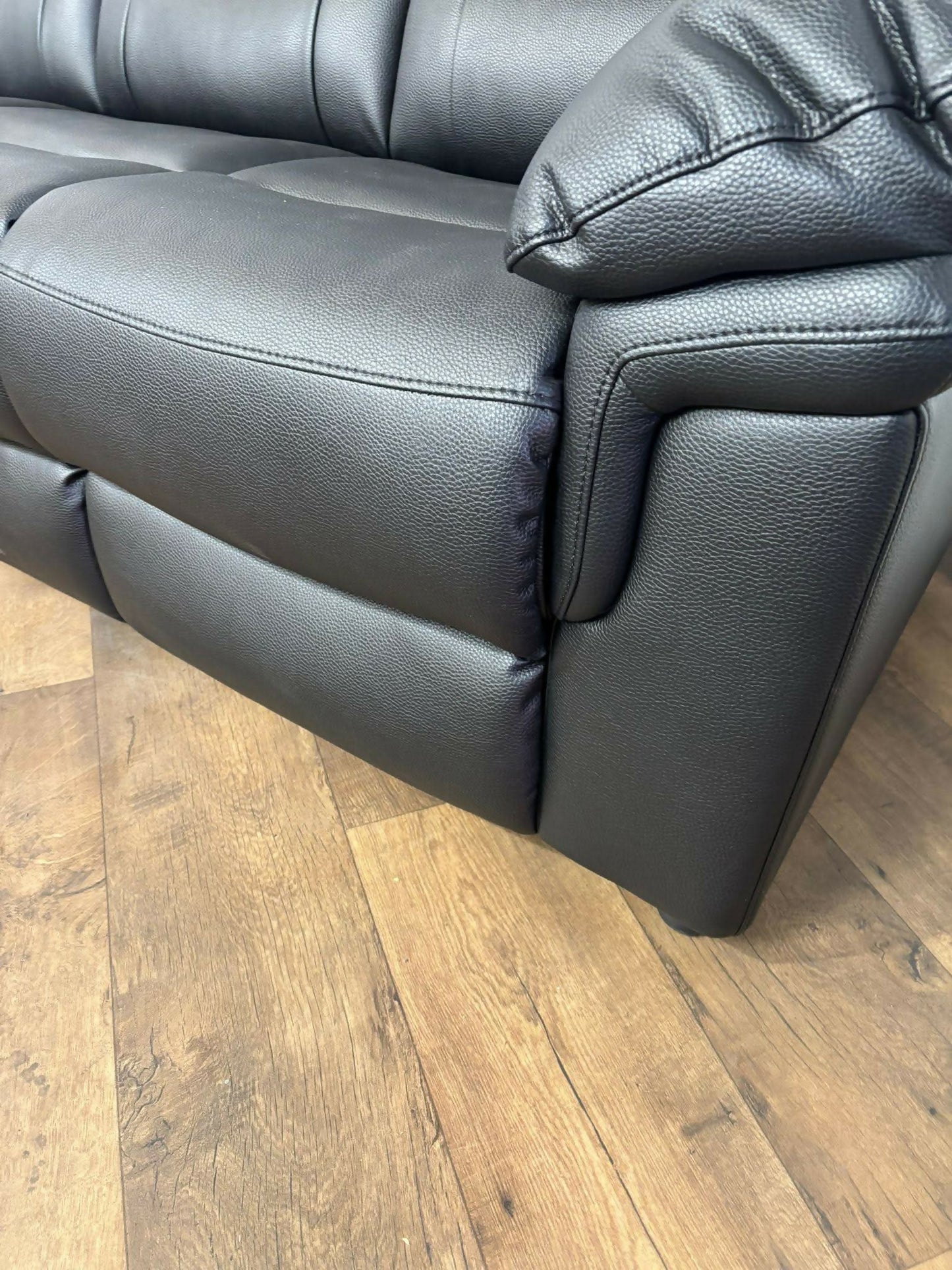 Albion Static Faux Leather Three Seater Sofa