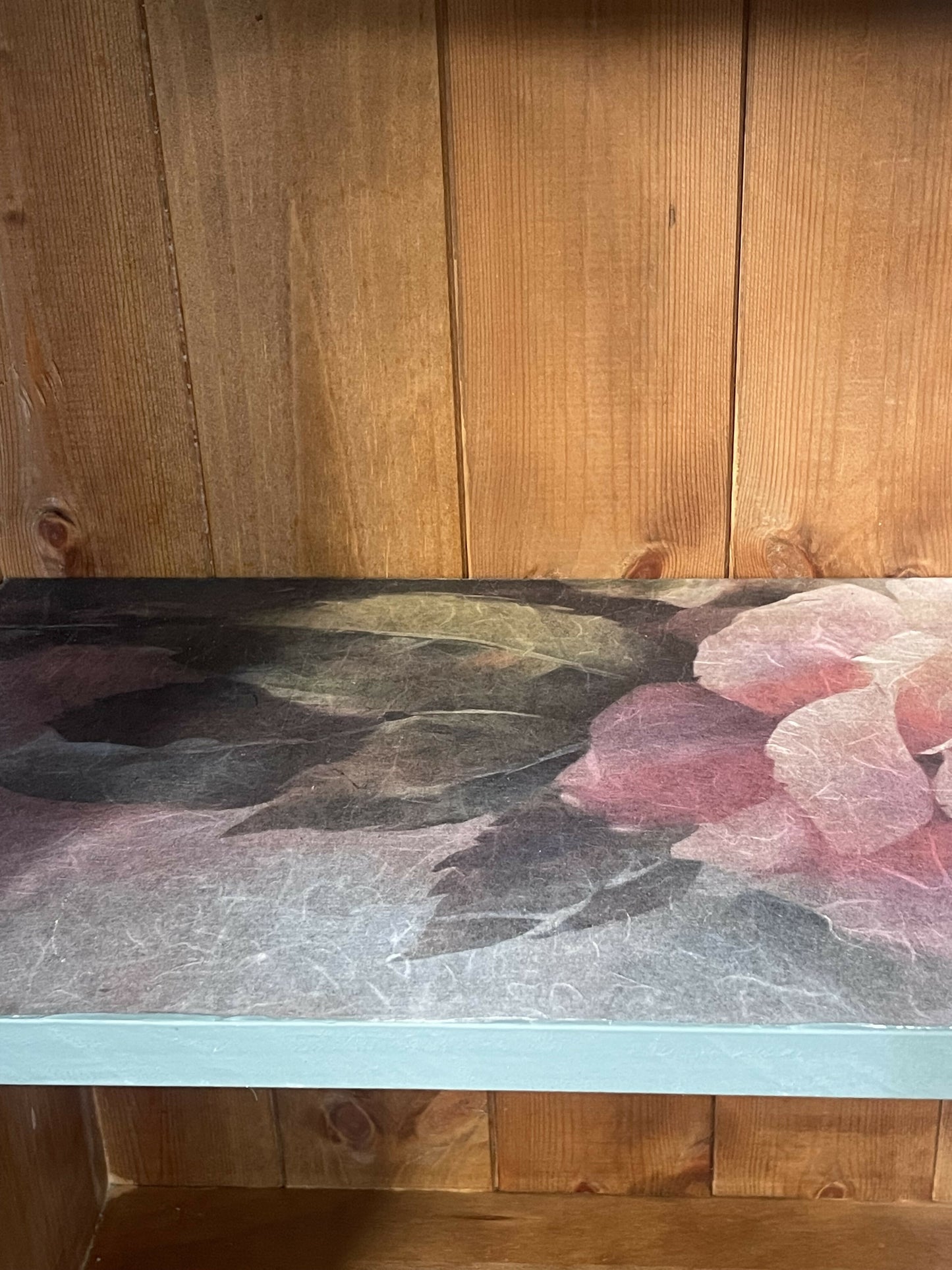 Vintage Solid Pine Cabinet | Hand Painted Duck Egg Blue Cupboard | Floral Decoupage Interior | UK Delivery Included