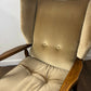 Vintage Pair Of Oak Framed Wing Back Armchairs