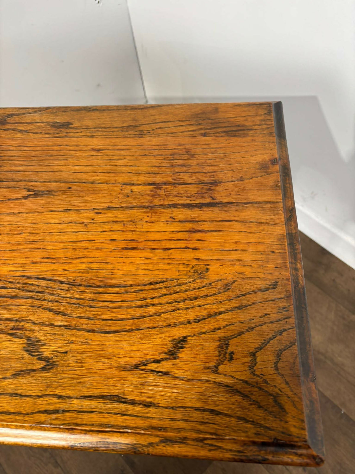 Vintage Oak Side Table With Barley Twist Legs