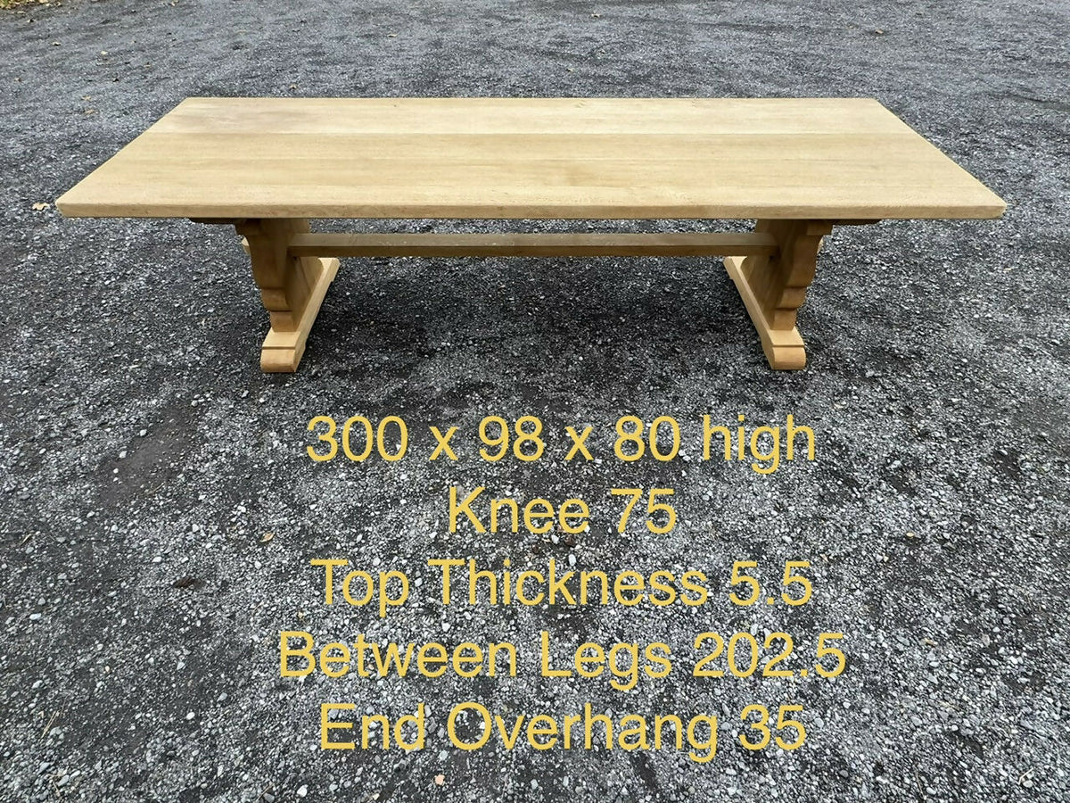 Huge 3 x 1 Meter French Oak Farmhouse Dining Table