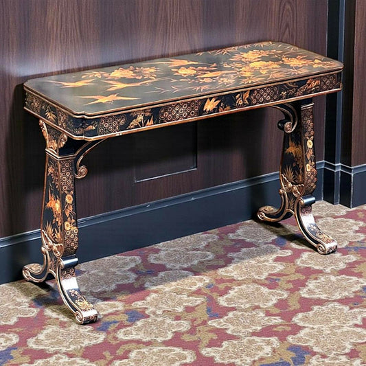 A Regency Style Black Lacquered Centre Table