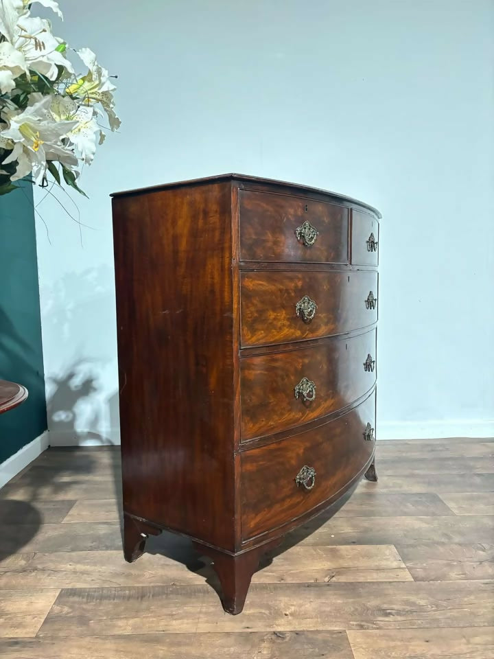 Georgian Mahogany Bow Front Chest Of Drawers3